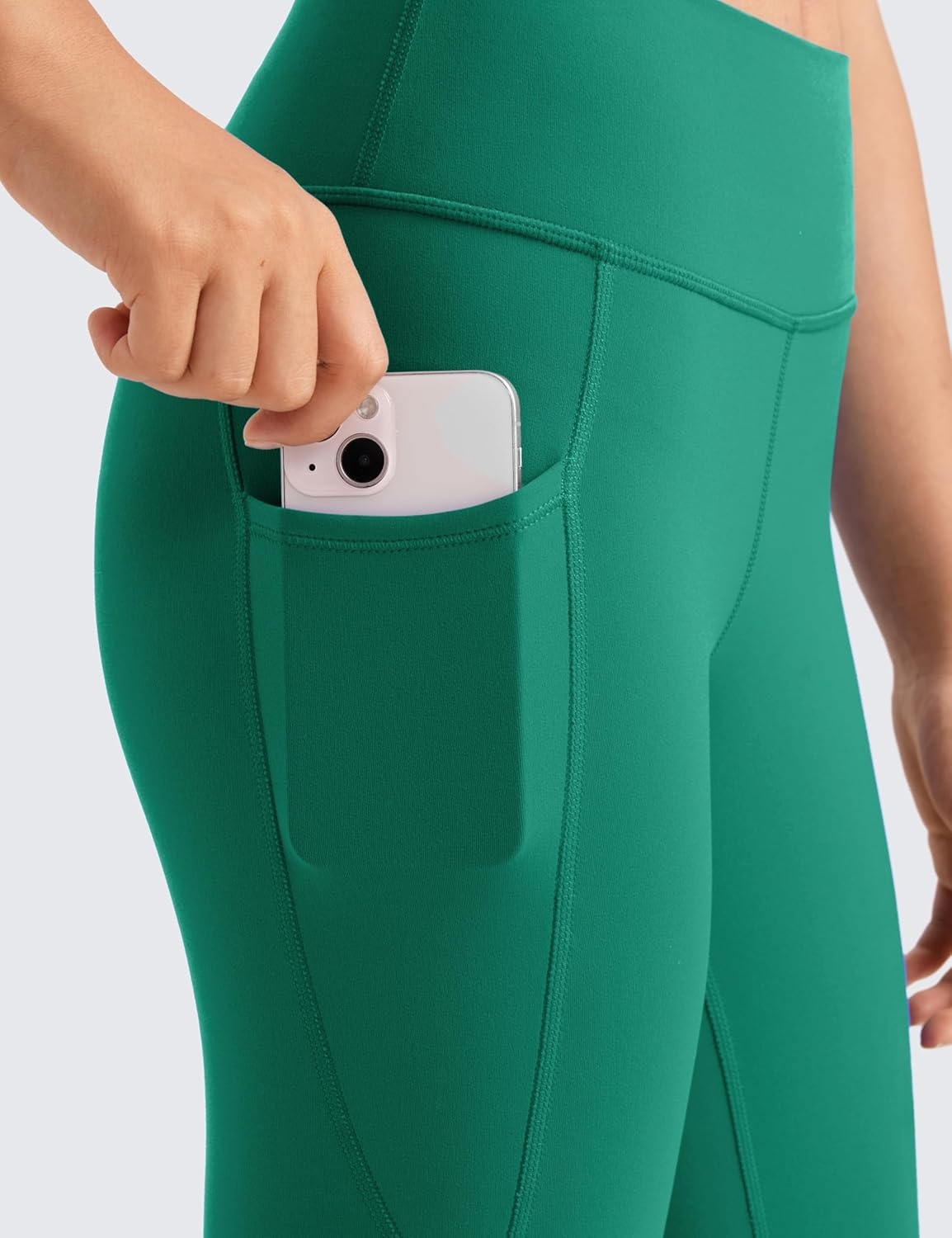 image:imageCRZ YOGA Girls Butterluxe Yoga Leggings with Pockets Athletic Sports Casual Pants High Waist Tights Kids TeenCascadia Green