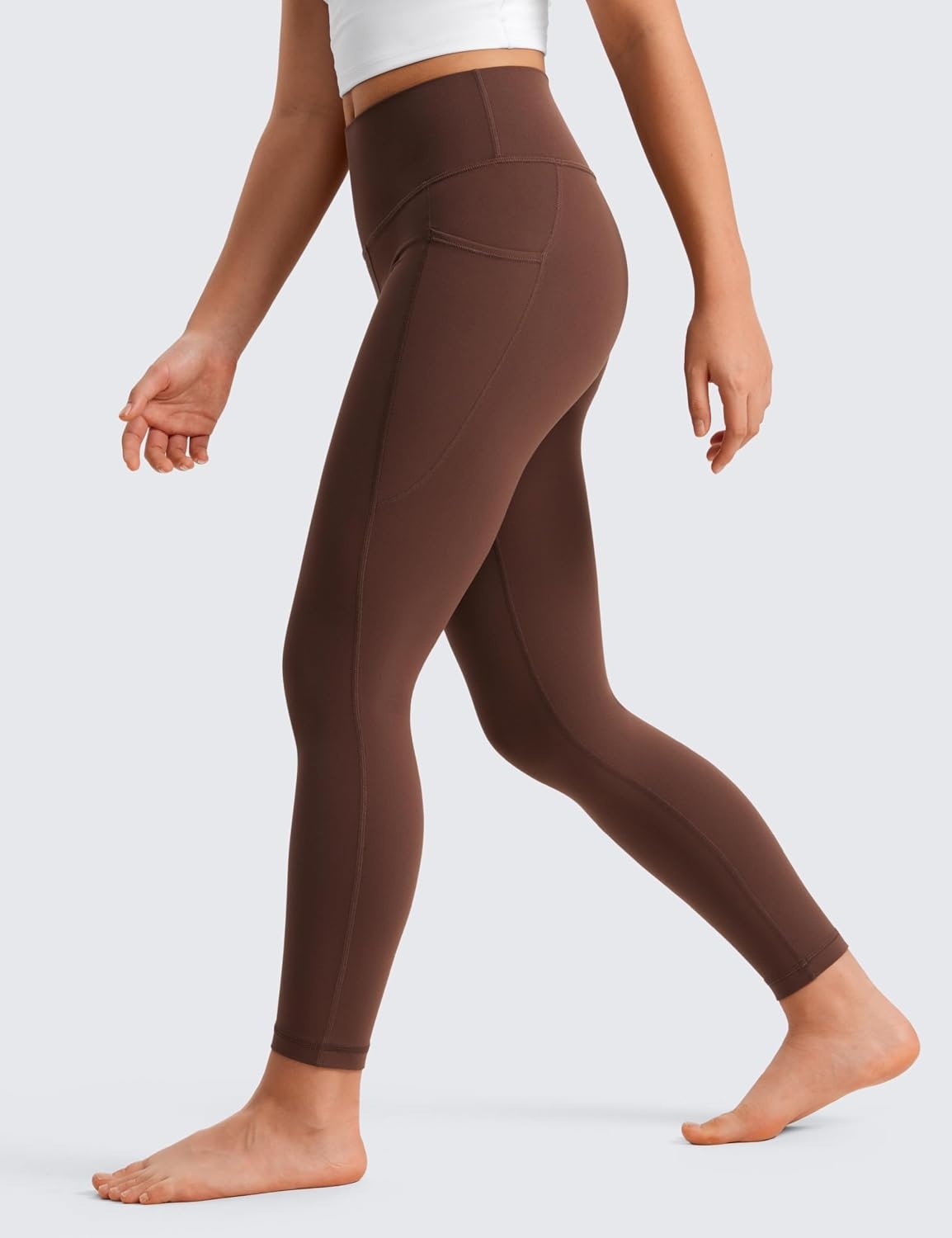 image:imageCRZ YOGA Girls Butterluxe Yoga Leggings with Pockets Athletic Sports Casual Pants High Waist Tights Kids TeenCoffee Brown