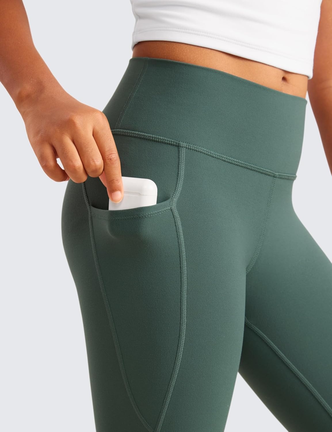 image:imageCRZ YOGA Girls Butterluxe Yoga Leggings with Pockets Athletic Sports Casual Pants High Waist Tights Kids TeenDark Forest Green