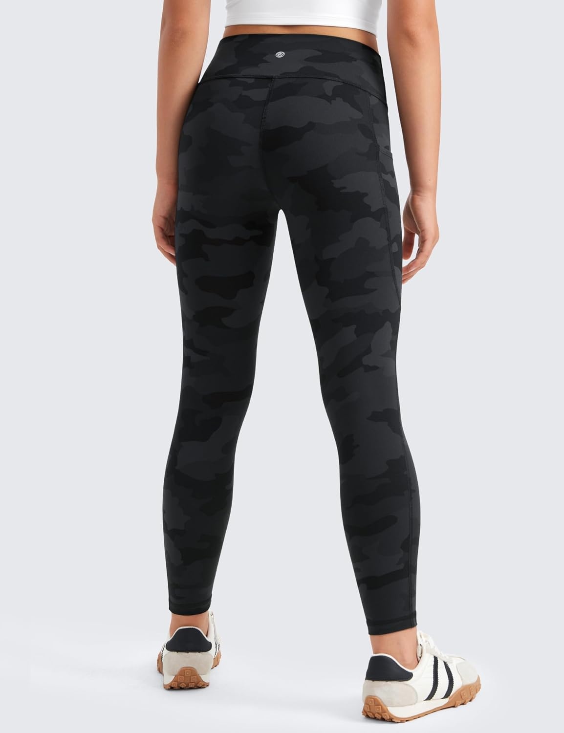image:imageCRZ YOGA Girls Butterluxe Yoga Leggings with Pockets Athletic Sports Casual Pants High Waist Tights Kids TeenDark Grey Camouflage 2