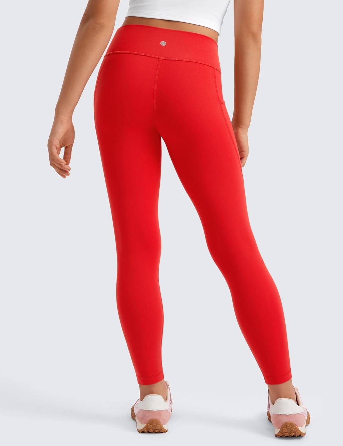 image:imageCRZ YOGA Girls Butterluxe Yoga Leggings with Pockets Athletic Sports Casual Pants High Waist Tights Kids TeenDeep Red