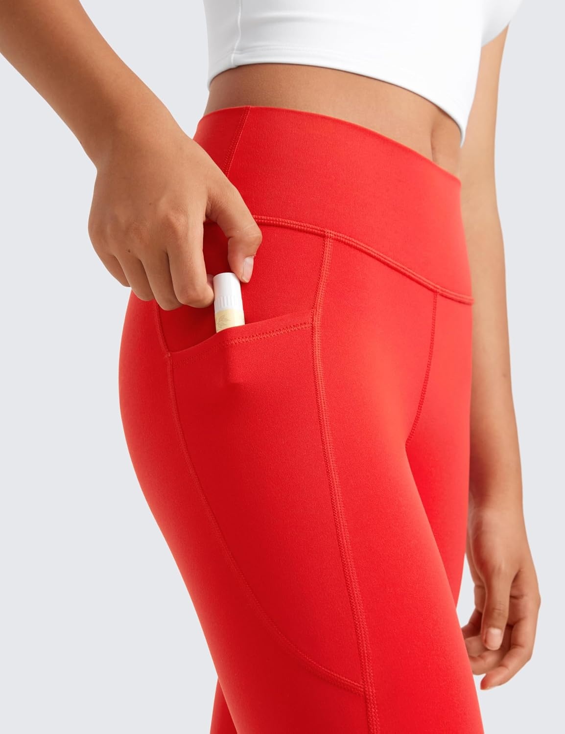 image:imageCRZ YOGA Girls Butterluxe Yoga Leggings with Pockets Athletic Sports Casual Pants High Waist Tights Kids TeenDeep Red