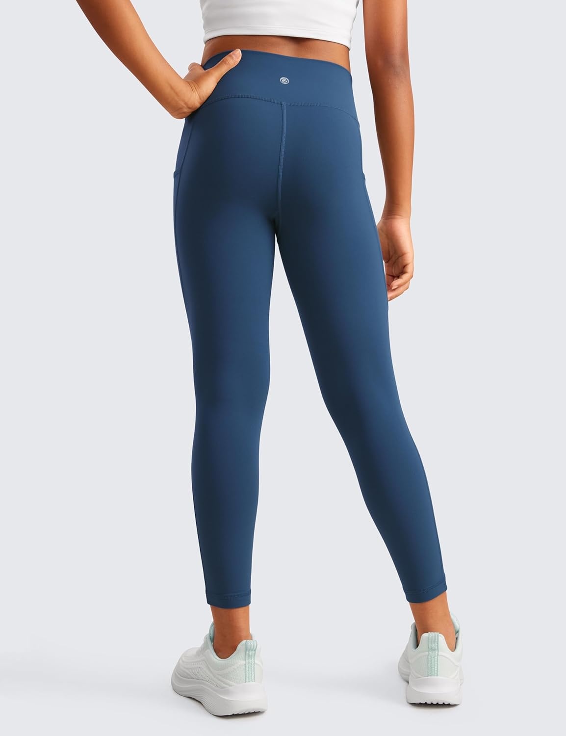 image:imageCRZ YOGA Girls Butterluxe Yoga Leggings with Pockets Athletic Sports Casual Pants High Waist Tights Kids TeenFrench Navy