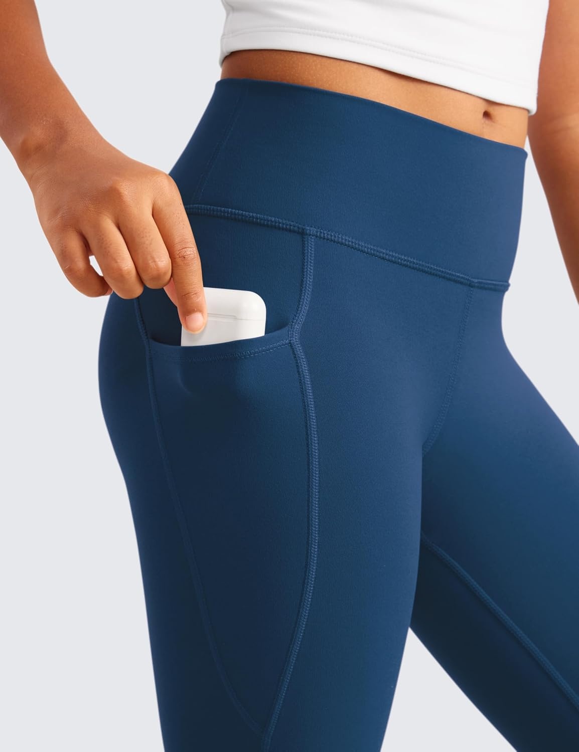 image:imageCRZ YOGA Girls Butterluxe Yoga Leggings with Pockets Athletic Sports Casual Pants High Waist Tights Kids TeenFrench Navy