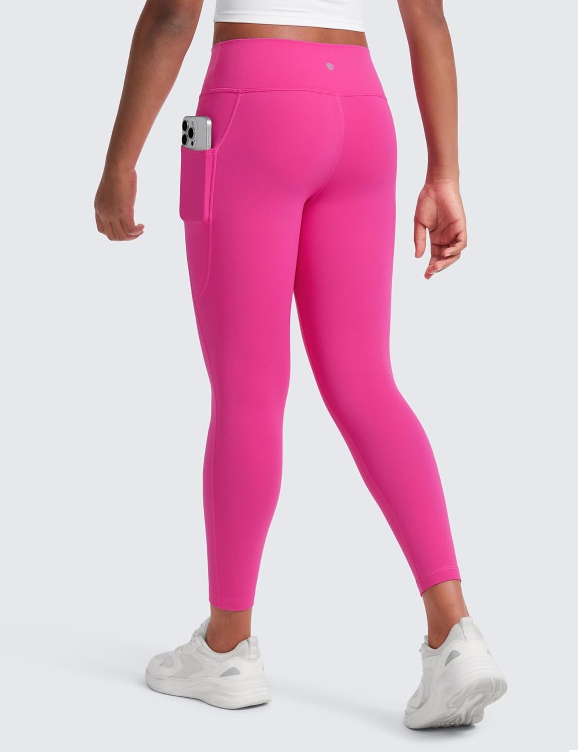image:imageCRZ YOGA Girls Butterluxe Yoga Leggings with Pockets Athletic Sports Casual Pants High Waist Tights Kids TeenHibiscus Purple
