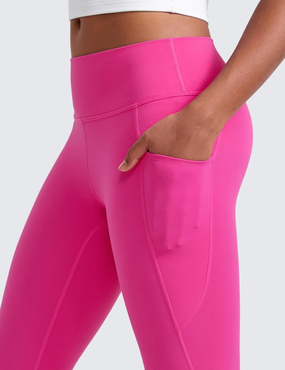 image:imageCRZ YOGA Girls Butterluxe Yoga Leggings with Pockets Athletic Sports Casual Pants High Waist Tights Kids TeenHibiscus Purple