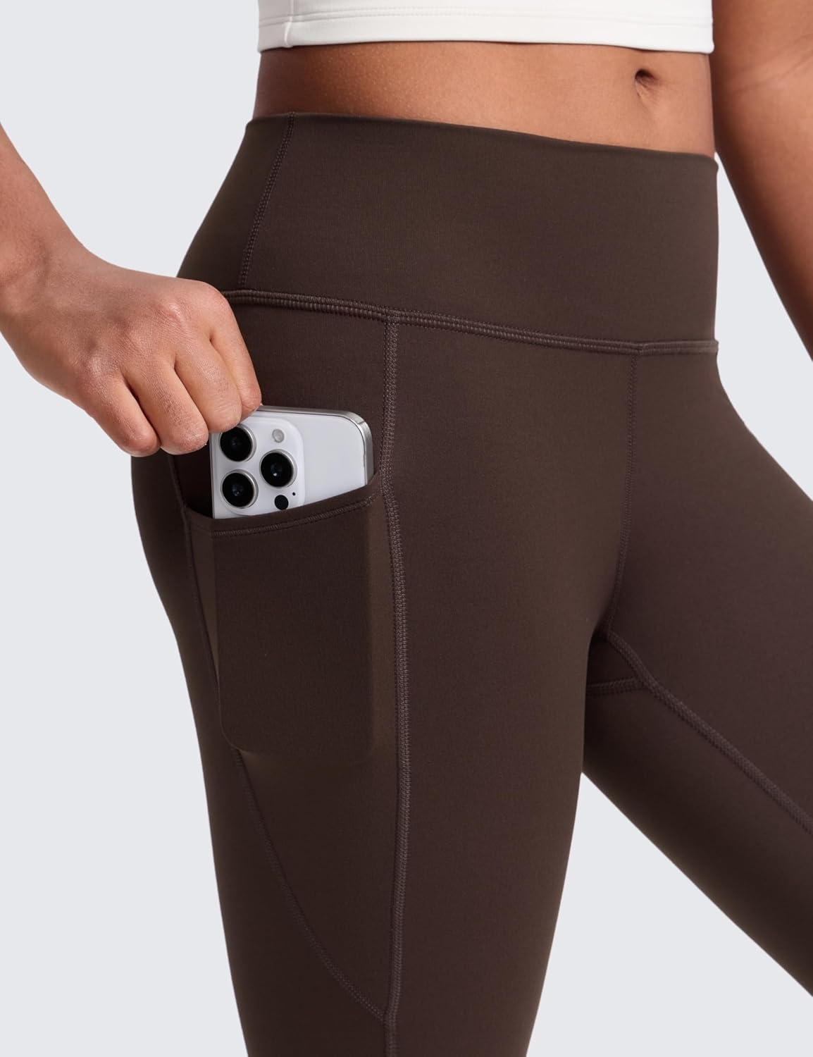 image:imageCRZ YOGA Girls Butterluxe Yoga Leggings with Pockets Athletic Sports Casual Pants High Waist Tights Kids TeenHot Fudge Brown