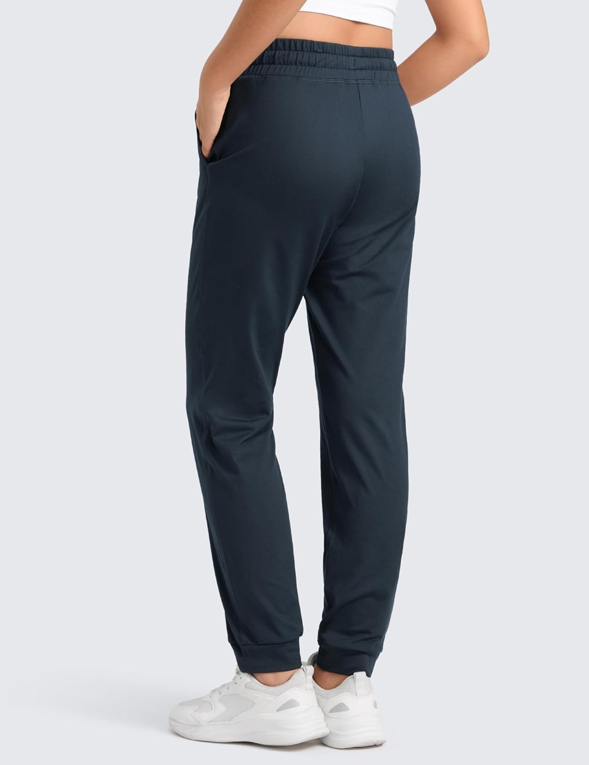 image:imageCRZ YOGA Girls Cloud Jersey Casual Joggers Lounge High Waist Pants with Pockets Drawstring Kids TeenTrue Navy
