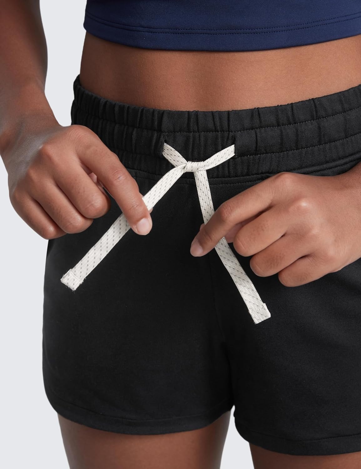 image:imageCRZ YOGA Girls Cloud Jersey Dolphin Casual Sweat Shorts Lounge Athletic Tennis Soccer Pockets Drawstring Kids TeenBlack