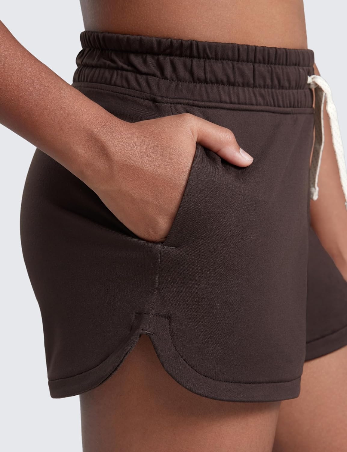 image:imageCRZ YOGA Girls Cloud Jersey Dolphin Casual Sweat Shorts Lounge Athletic Tennis Soccer Pockets Drawstring Kids TeenHot Fudge Brown