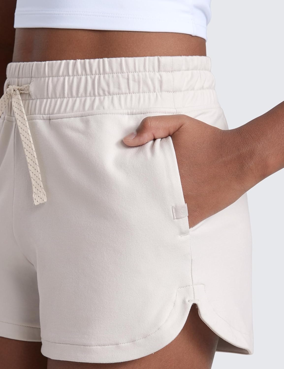 image:imageCRZ YOGA Girls Cloud Jersey Dolphin Casual Sweat Shorts Lounge Athletic Tennis Soccer Pockets Drawstring Kids TeenMilky White