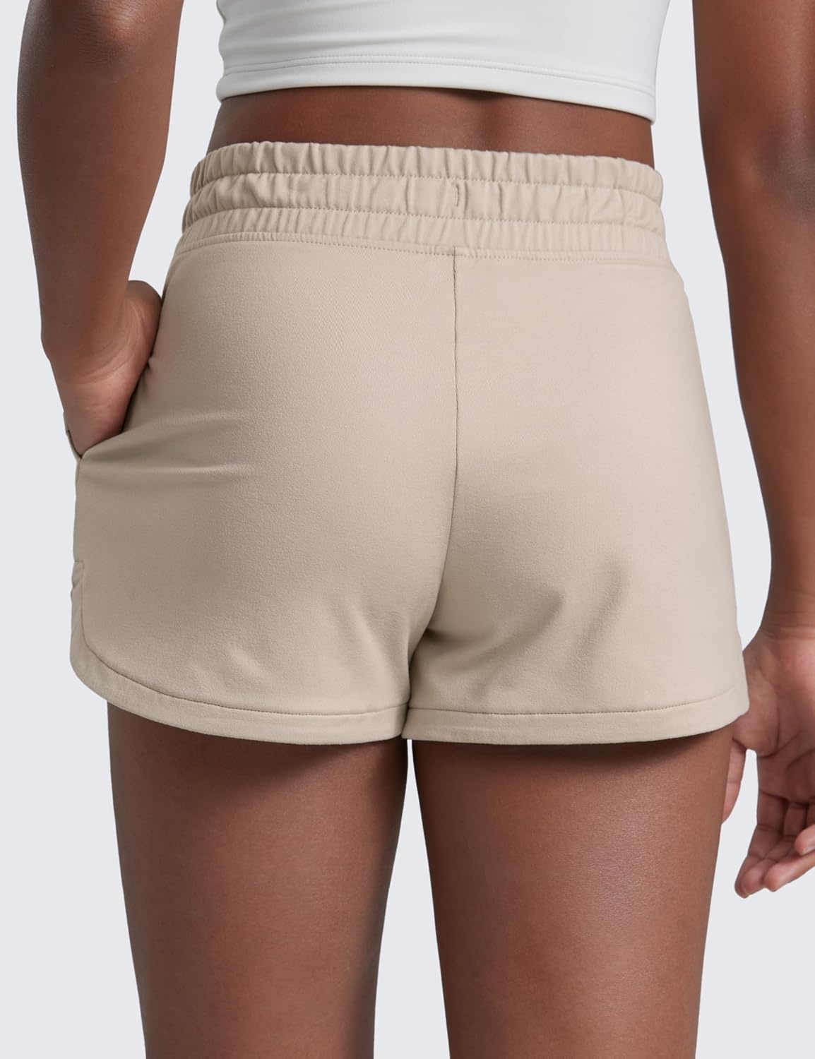 image:imageCRZ YOGA Girls Cloud Jersey Dolphin Casual Sweat Shorts Lounge Athletic Tennis Soccer Pockets Drawstring Kids TeenMojave Tan