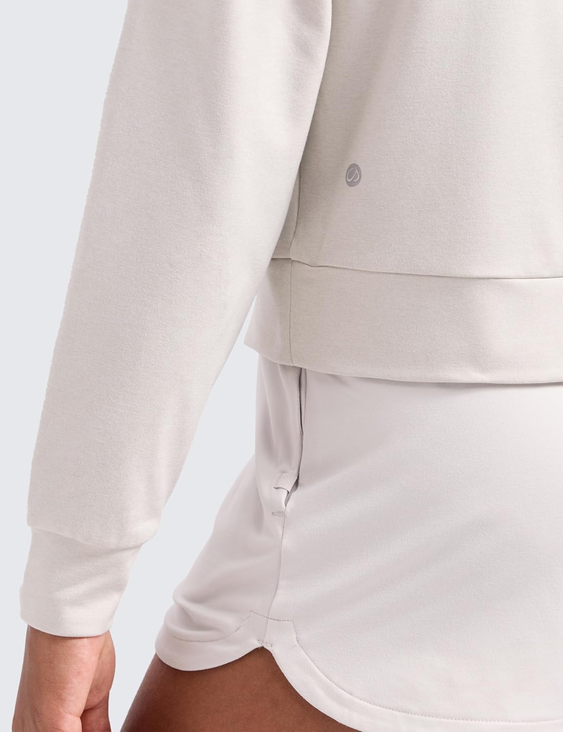 image:imageCRZ YOGA Girls Cloud Jersey Long Sleeve Casual Hoodie Lounge Pullover Sweatshirts Hooded Relaxed Waist Length Kids TeenMilky White