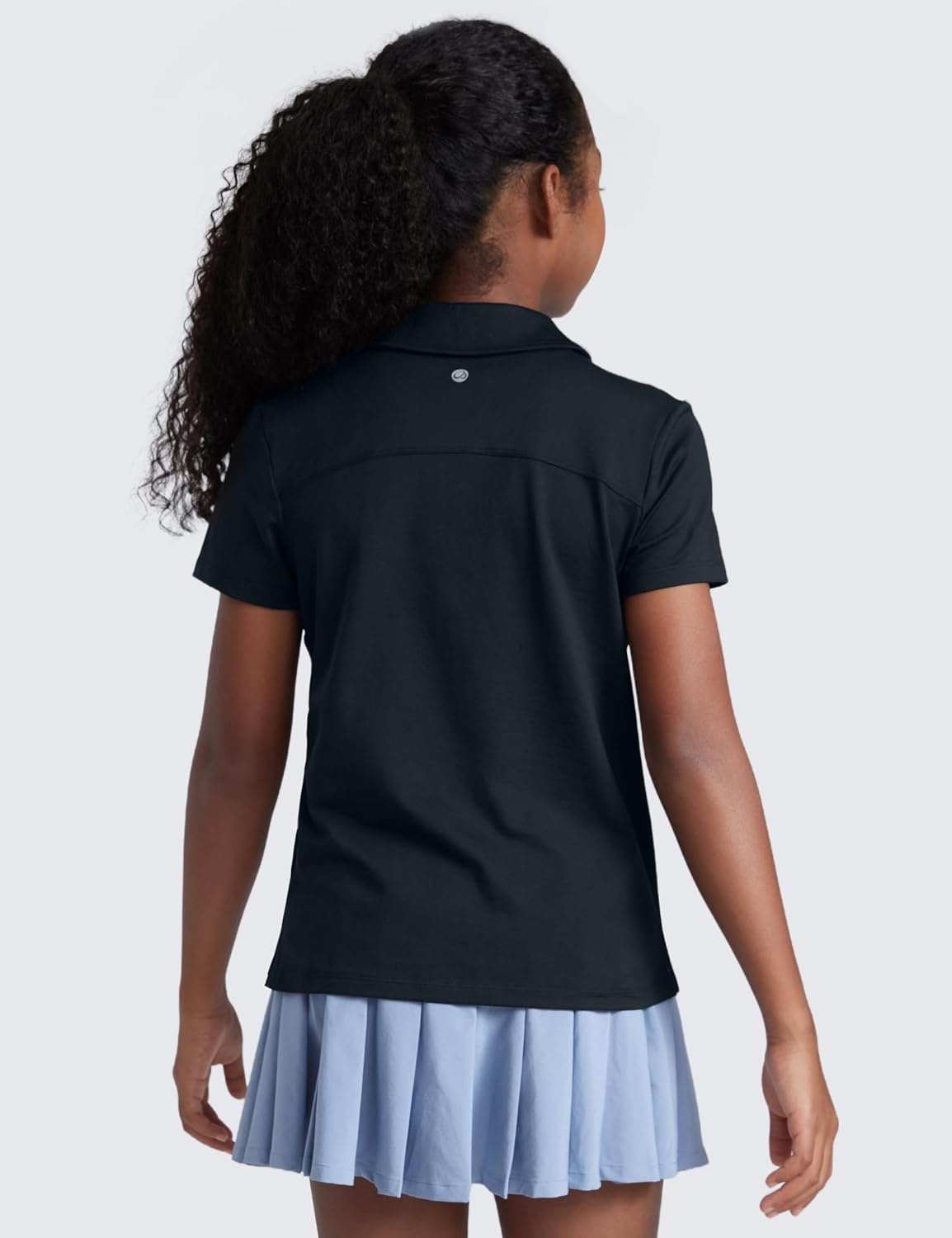 image:imageCRZ YOGA Girls Cloud Jersey Short Sleeve Casual Polo Shirts School Uniform Tennis Golf Hip Length Side Splits Kids TeenTrue Navy