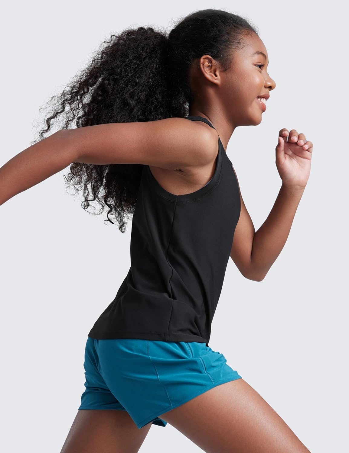 image:imageCRZ YOGA Girls Cloudweight Athletic Tank Tops Hip Length Active Dance Casual Crew Neck Sleeveless Kids TeenBlack