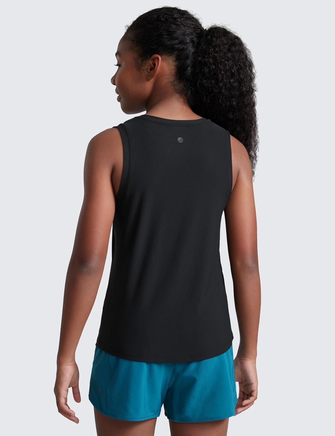 image:imageCRZ YOGA Girls Cloudweight Athletic Tank Tops Hip Length Active Dance Casual Crew Neck Sleeveless Kids TeenBlack