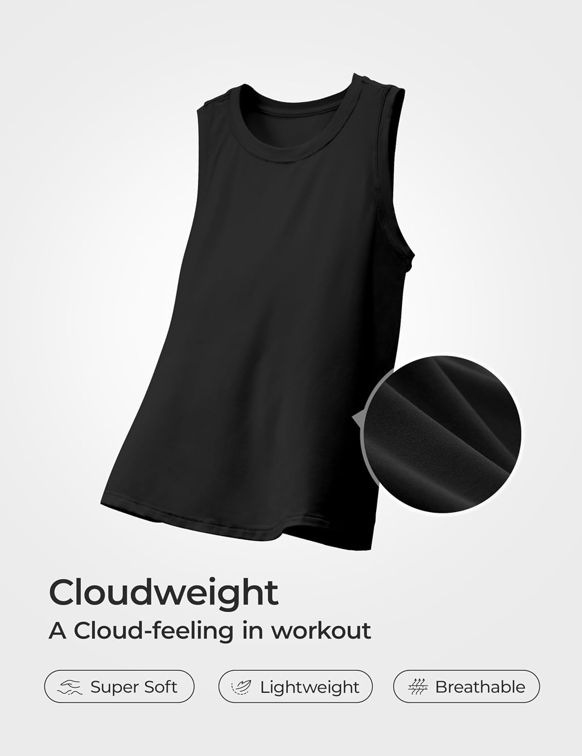 image:imageCRZ YOGA Girls Cloudweight Athletic Tank Tops Hip Length Active Dance Casual Crew Neck Sleeveless Kids TeenBlack