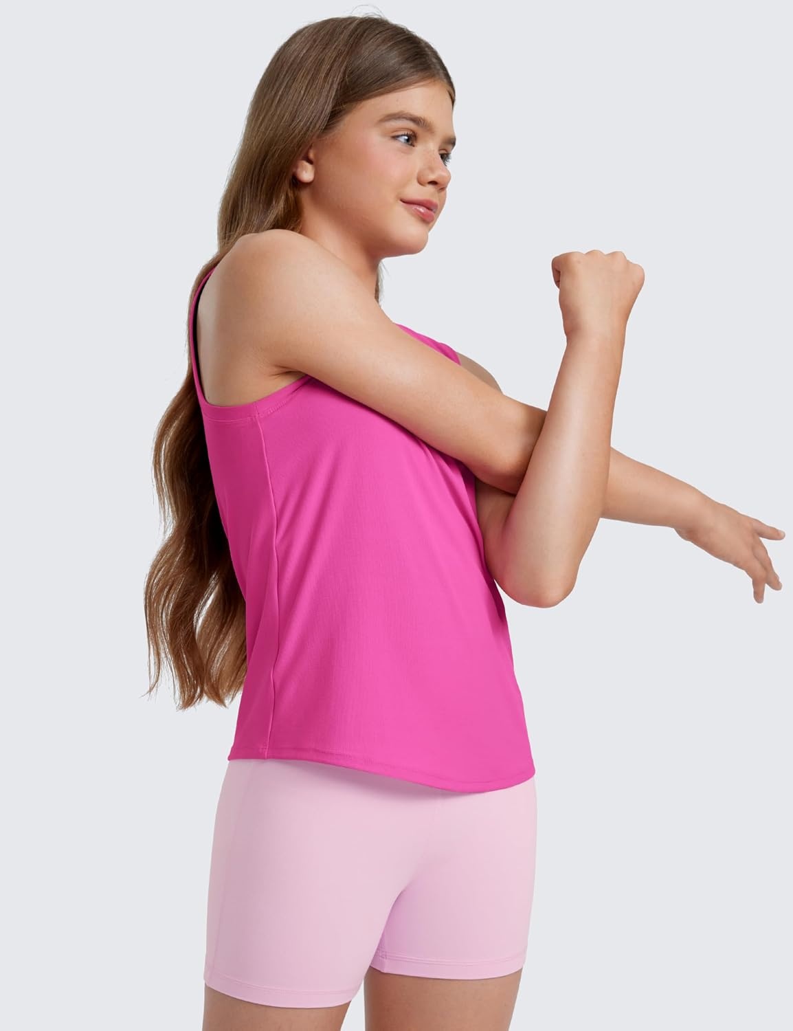 image:imageCRZ YOGA Girls Cloudweight Athletic Tank Tops Hip Length Active Dance Casual Crew Neck Sleeveless Kids TeenLight Purple