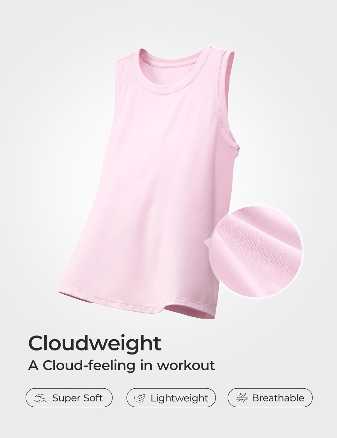 image:imageCRZ YOGA Girls Cloudweight Athletic Tank Tops Hip Length Active Dance Casual Crew Neck Sleeveless Kids TeenPink Peony