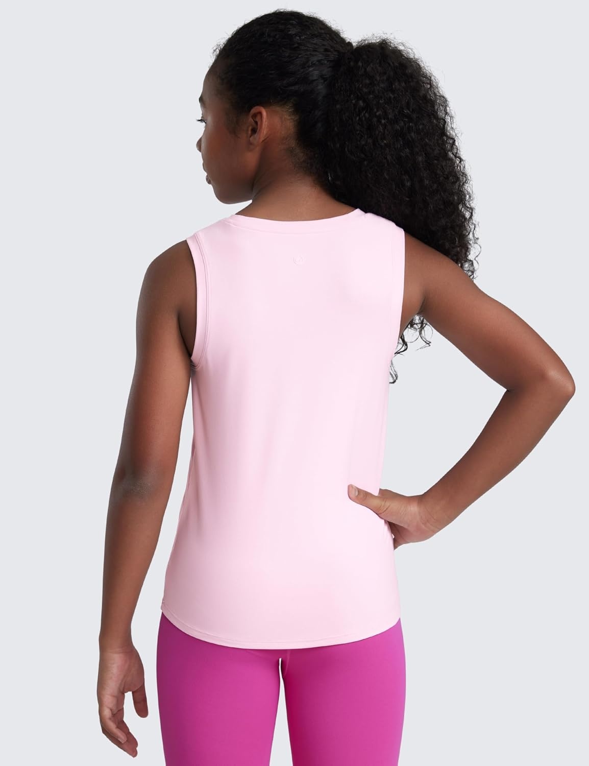 image:imageCRZ YOGA Girls Cloudweight Athletic Tank Tops Hip Length Active Dance Casual Crew Neck Sleeveless Kids TeenPink Peony