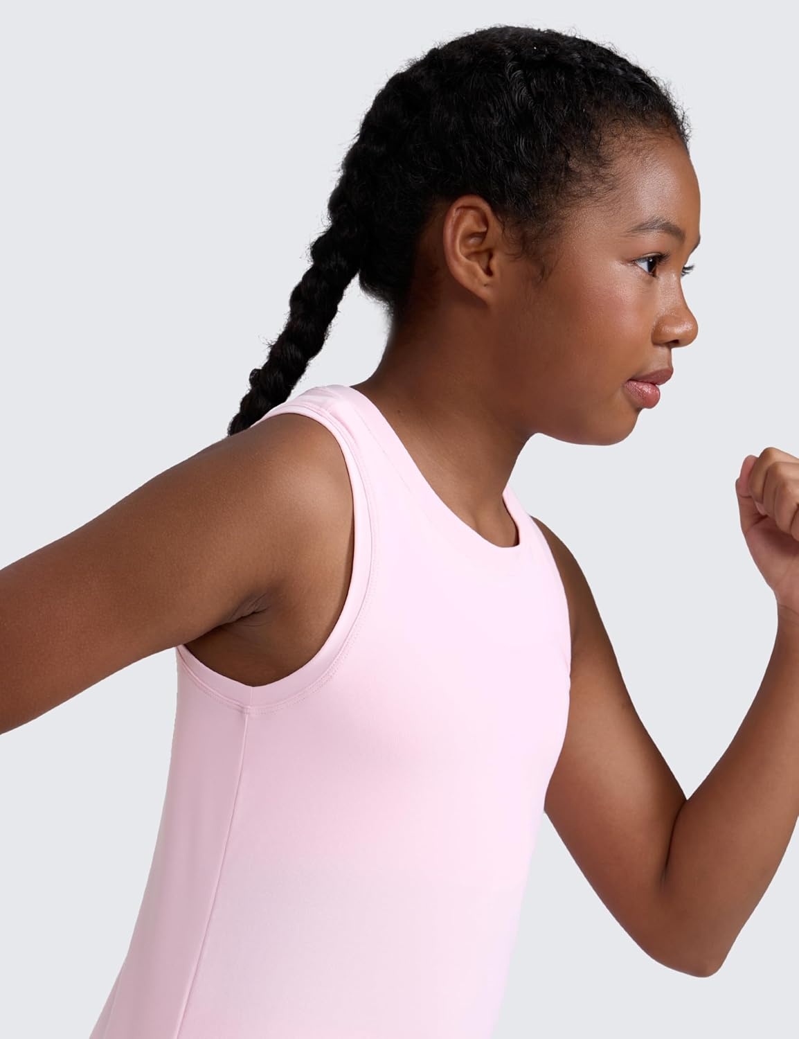image:imageCRZ YOGA Girls Cloudweight Athletic Tank Tops Hip Length Active Dance Casual Crew Neck Sleeveless Kids TeenPink Peony