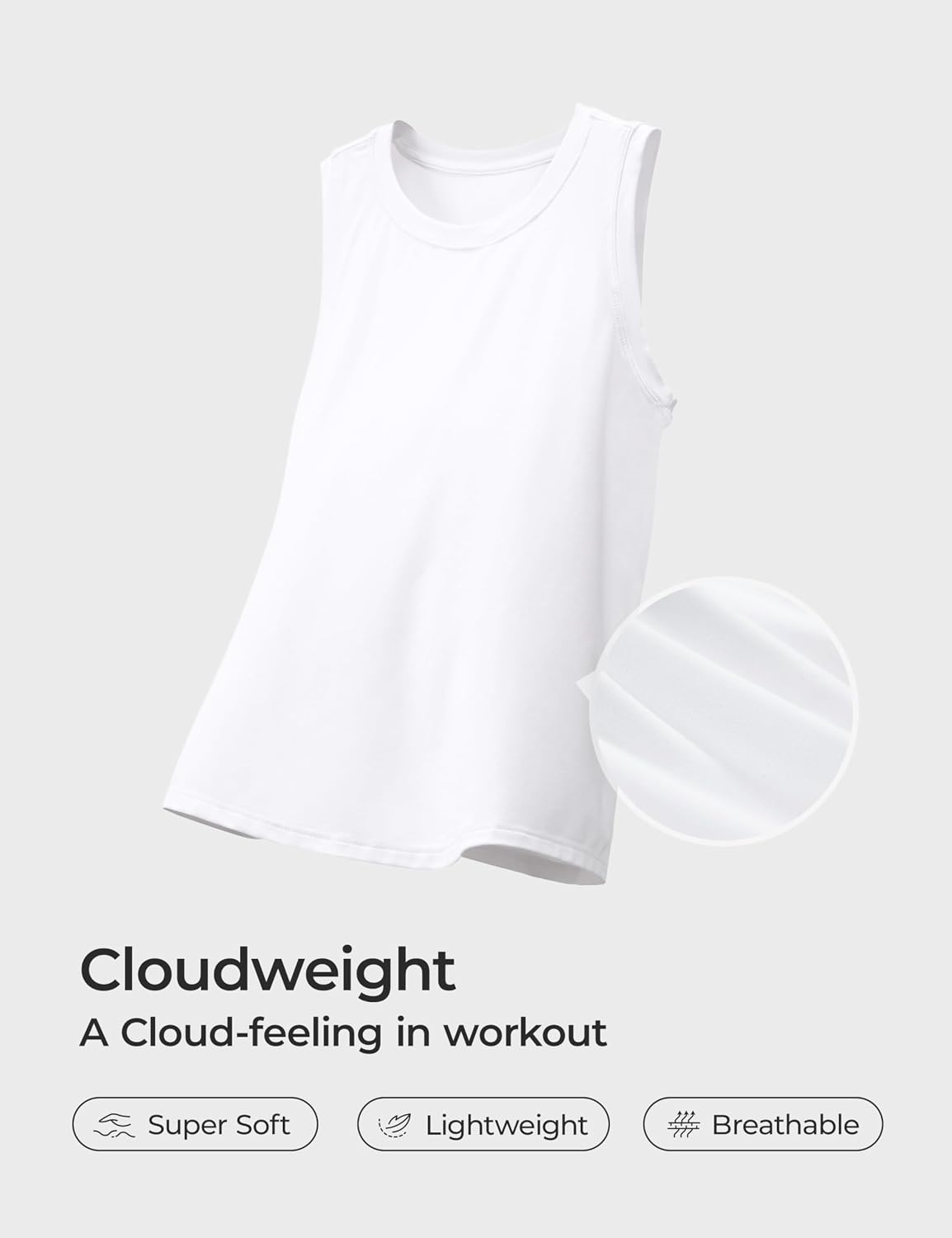 image:imageCRZ YOGA Girls Cloudweight Athletic Tank Tops Hip Length Active Dance Casual Crew Neck Sleeveless Kids TeenWhite
