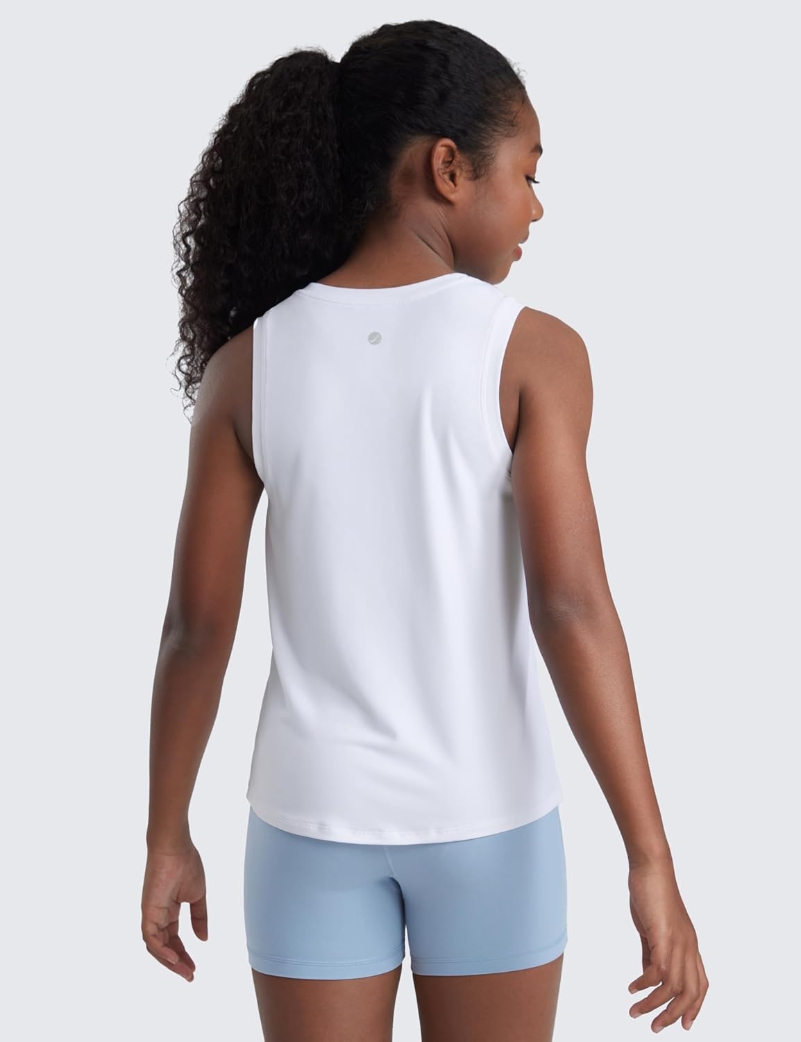 image:imageCRZ YOGA Girls Cloudweight Athletic Tank Tops Hip Length Active Dance Casual Crew Neck Sleeveless Kids TeenWhite