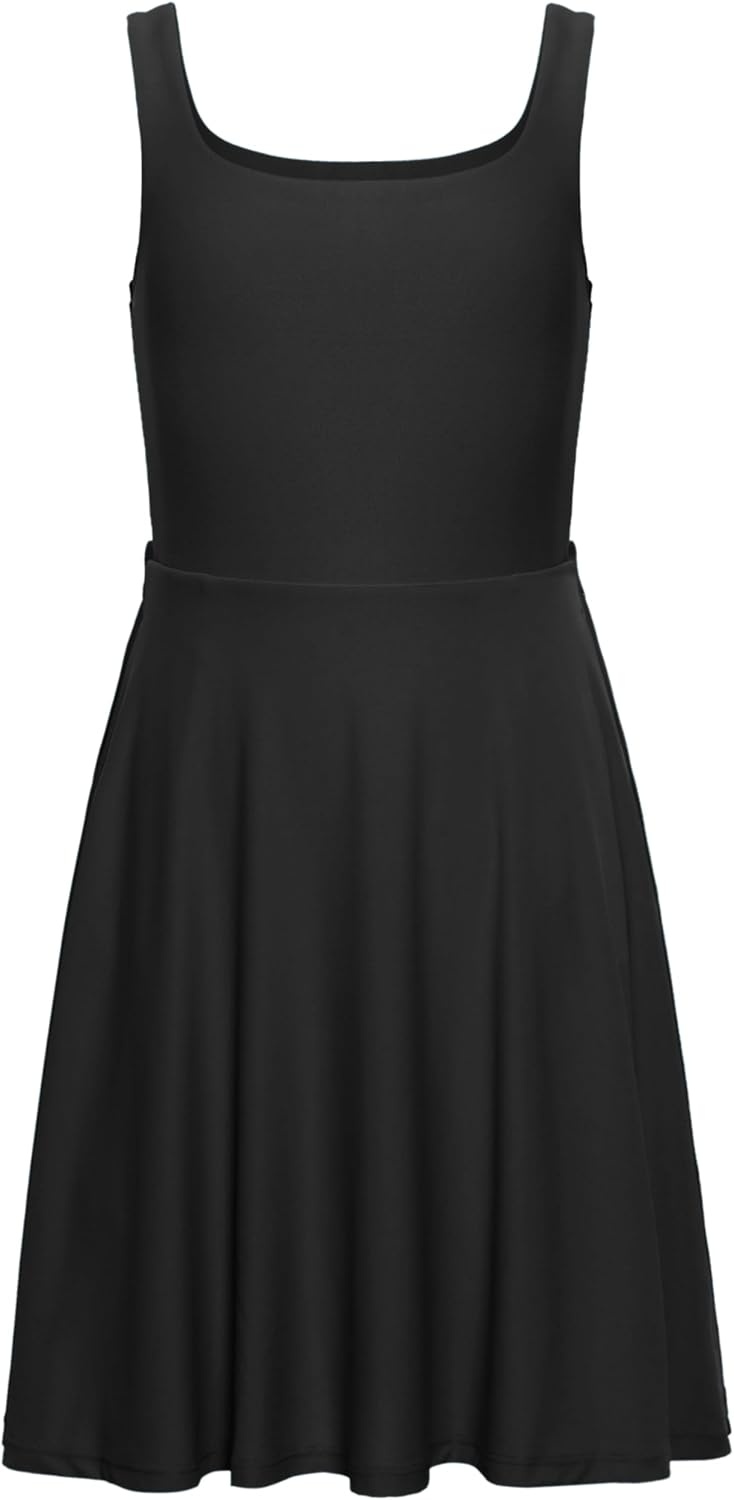 image:imageCRZ YOGA Girls Cloudweight Double Lined Square Neck Casual Dress Dance Tennis Athletic Pockets Knee Length Sleeveless TeenBlack