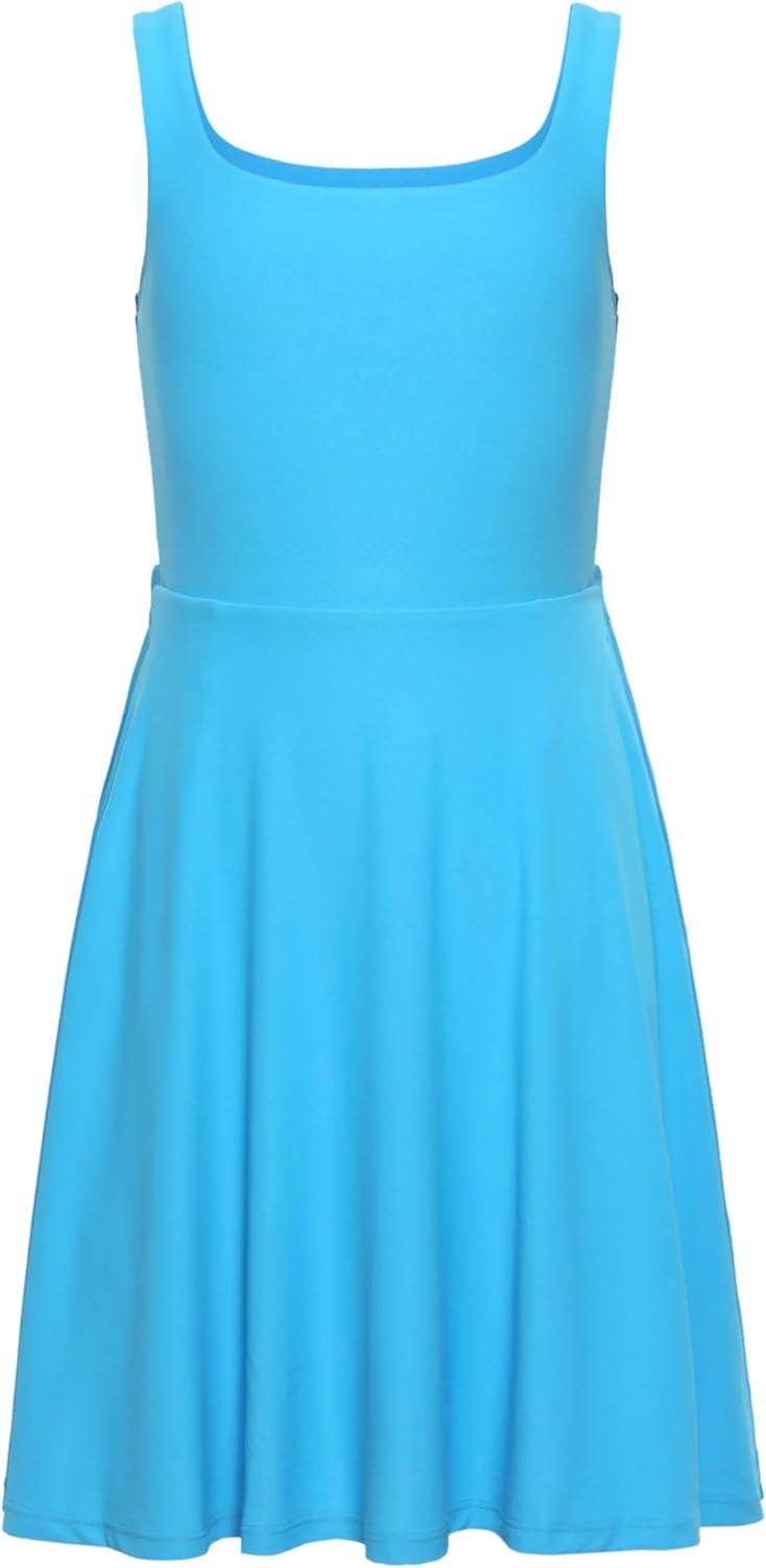 image:imageCRZ YOGA Girls Cloudweight Double Lined Square Neck Casual Dress Dance Tennis Athletic Pockets Knee Length Sleeveless TeenKayak Blue