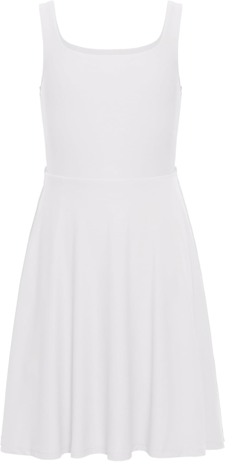image:imageCRZ YOGA Girls Cloudweight Double Lined Square Neck Casual Dress Dance Tennis Athletic Pockets Knee Length Sleeveless TeenMilky White