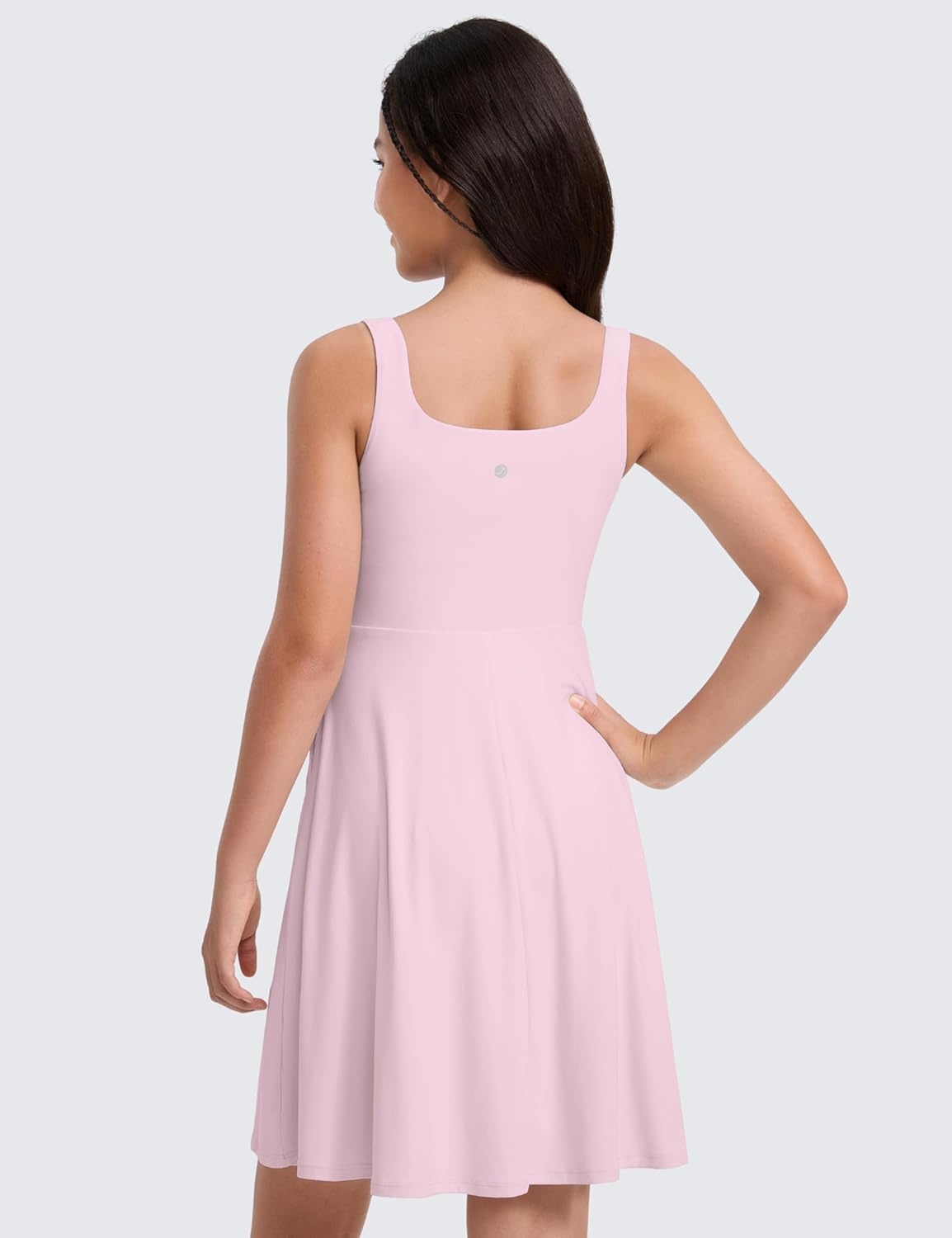 image:imageCRZ YOGA Girls Cloudweight Double Lined Square Neck Casual Dress Dance Tennis Athletic Pockets Knee Length Sleeveless TeenStrawberry Pink