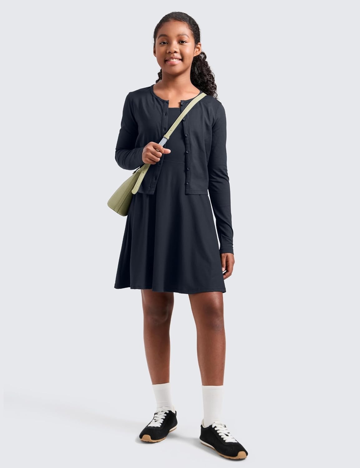 image:imageCRZ YOGA Girls Cloudweight Double Lined Square Neck Casual Dress Dance Tennis Athletic Pockets Knee Length Sleeveless TeenTrue Navy