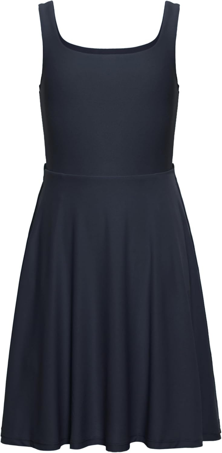 image:imageCRZ YOGA Girls Cloudweight Double Lined Square Neck Casual Dress Dance Tennis Athletic Pockets Knee Length Sleeveless TeenTrue Navy