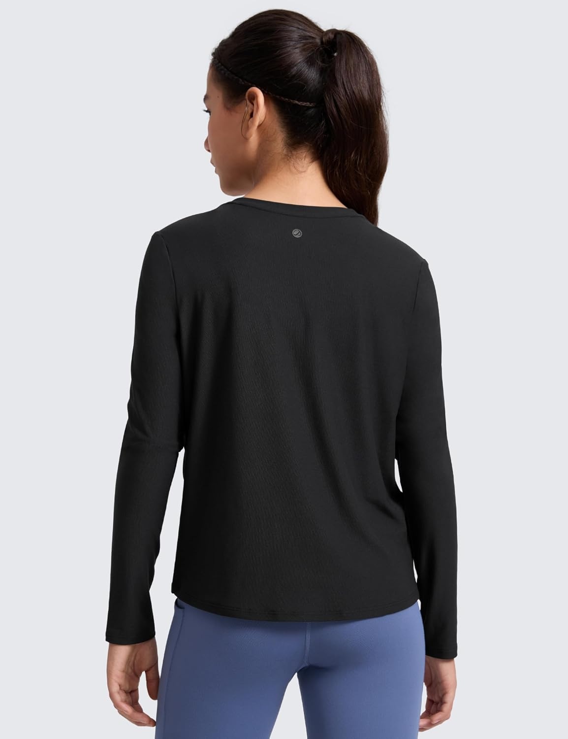 image:imageCRZ YOGA Girls Cloudweight Long Sleeve Athletic Shirts Active Sports Casual Tees Crew Neck Side Slit Winter Kids TeenBlack