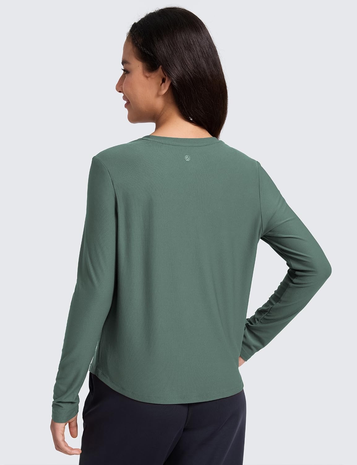 image:imageCRZ YOGA Girls Cloudweight Long Sleeve Athletic Shirts Active Sports Casual Tees Crew Neck Side Slit Winter Kids TeenGraphite Green