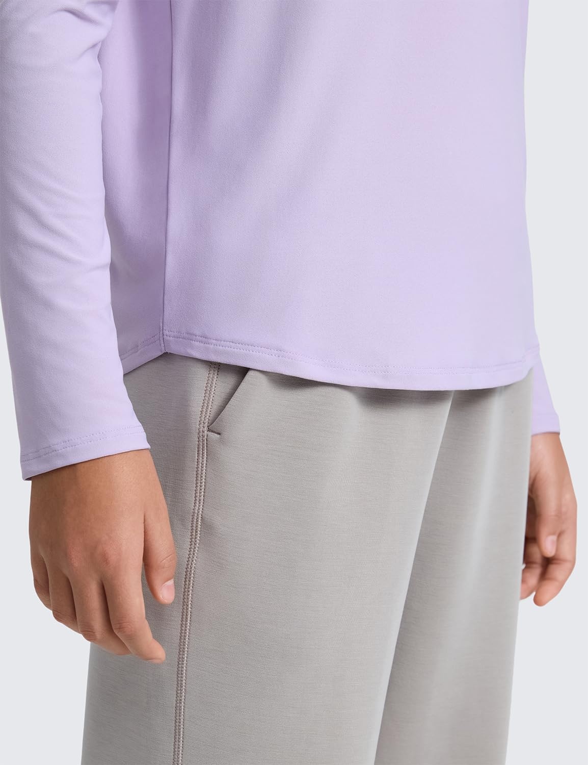image:imageCRZ YOGA Girls Cloudweight Long Sleeve Athletic Shirts Active Sports Casual Tees Crew Neck Side Slit Winter Kids TeenLilac Air
