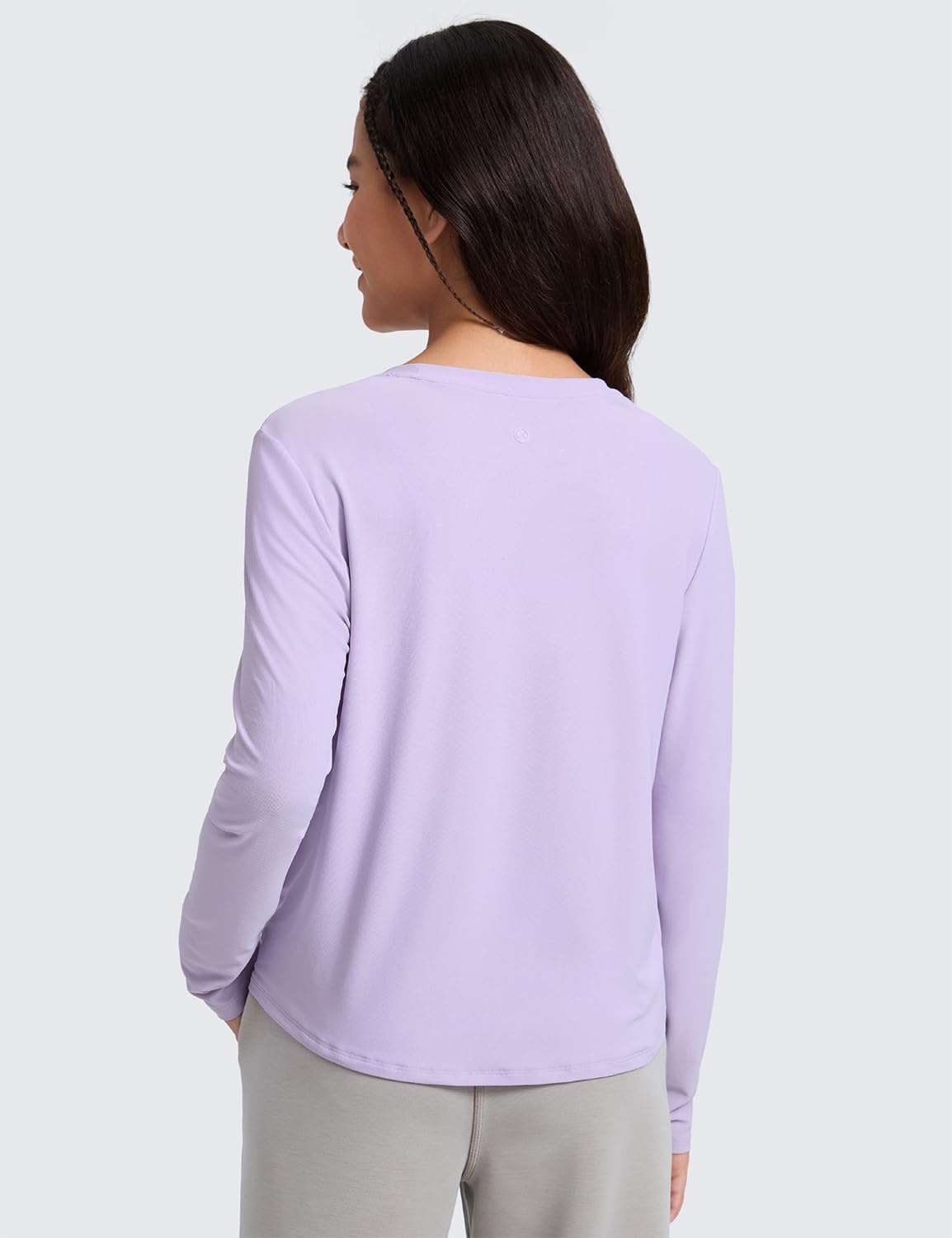 image:imageCRZ YOGA Girls Cloudweight Long Sleeve Athletic Shirts Active Sports Casual Tees Crew Neck Side Slit Winter Kids TeenLilac Air