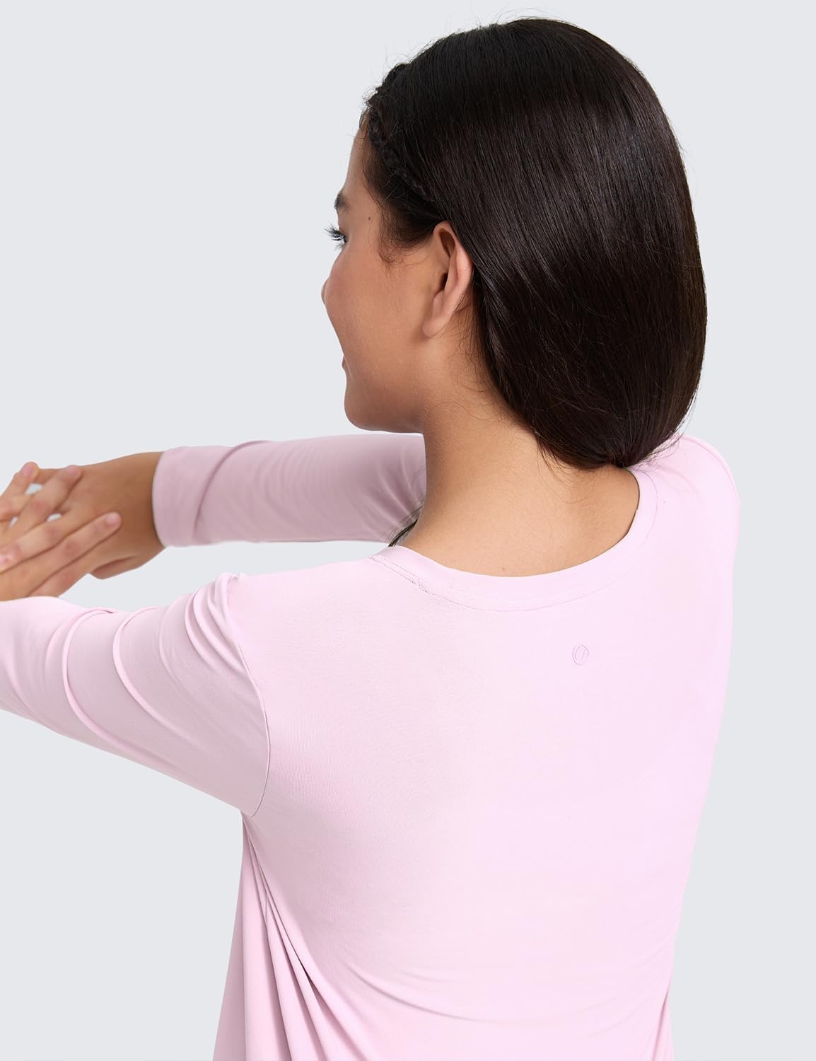 image:imageCRZ YOGA Girls Cloudweight Long Sleeve Athletic Shirts Active Sports Casual Tees Crew Neck Side Slit Winter Kids TeenPink Peony