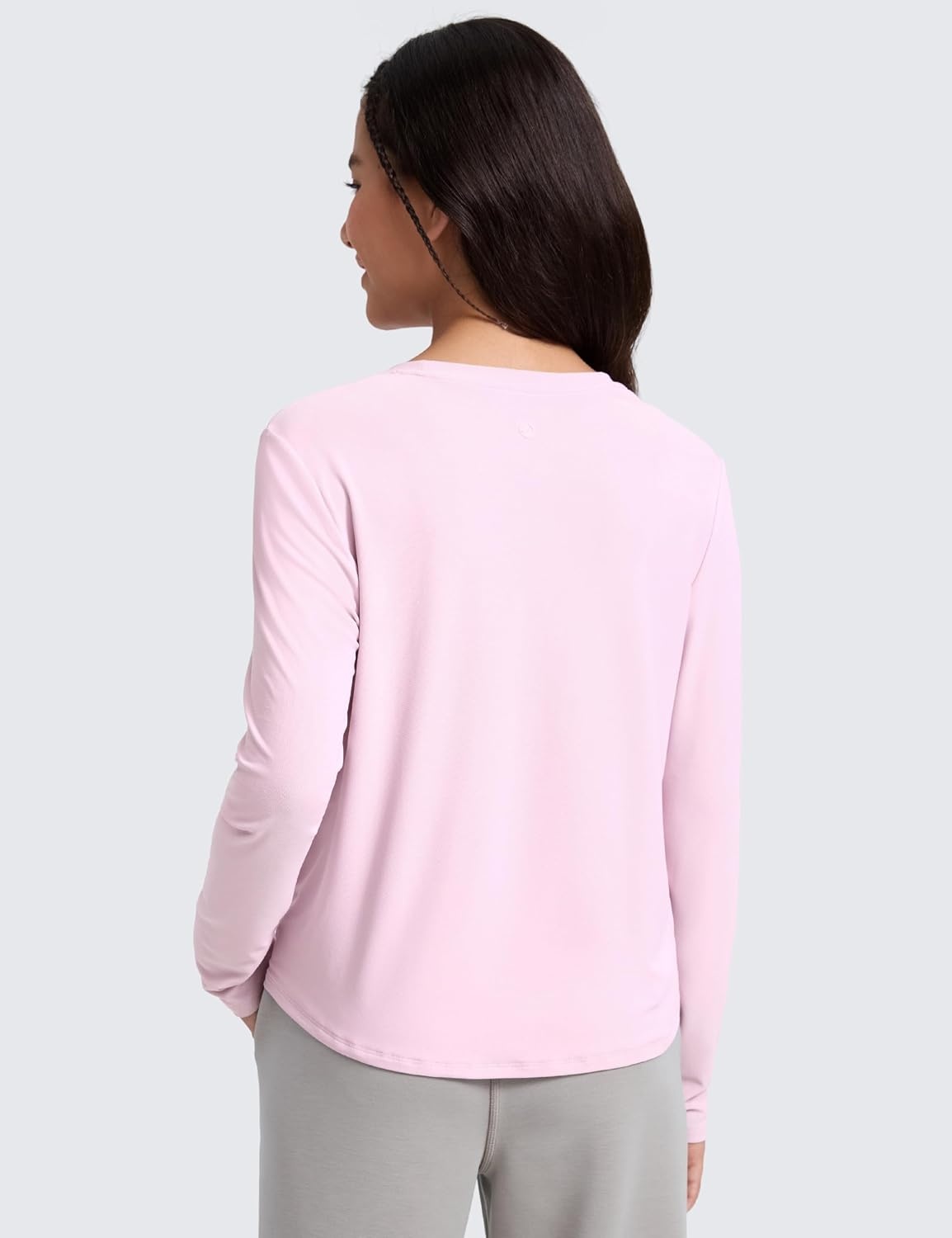 image:imageCRZ YOGA Girls Cloudweight Long Sleeve Athletic Shirts Active Sports Casual Tees Crew Neck Side Slit Winter Kids TeenPink Peony