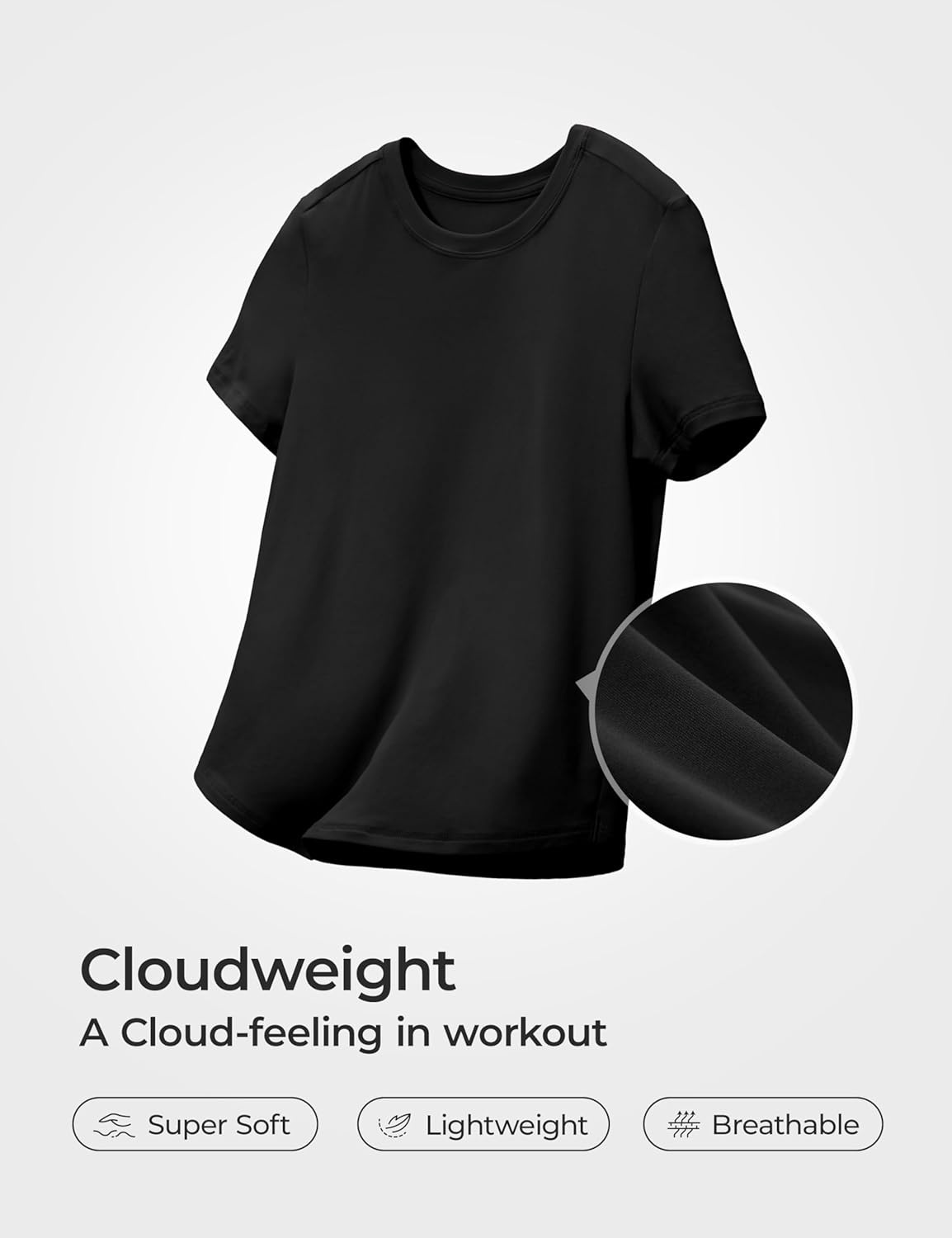 image:imageCRZ YOGA Girls Cloudweight Short Sleeve Athletic T Shirts Active Sports Casual Tees Crew Neck Side Slit Kids TeenBlack