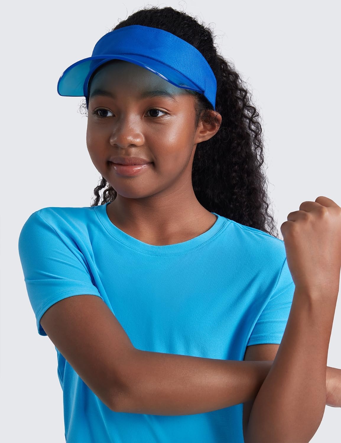 image:imageCRZ YOGA Girls Cloudweight Short Sleeve Athletic T Shirts Active Sports Casual Tees Crew Neck Side Slit Kids TeenKayak Blue
