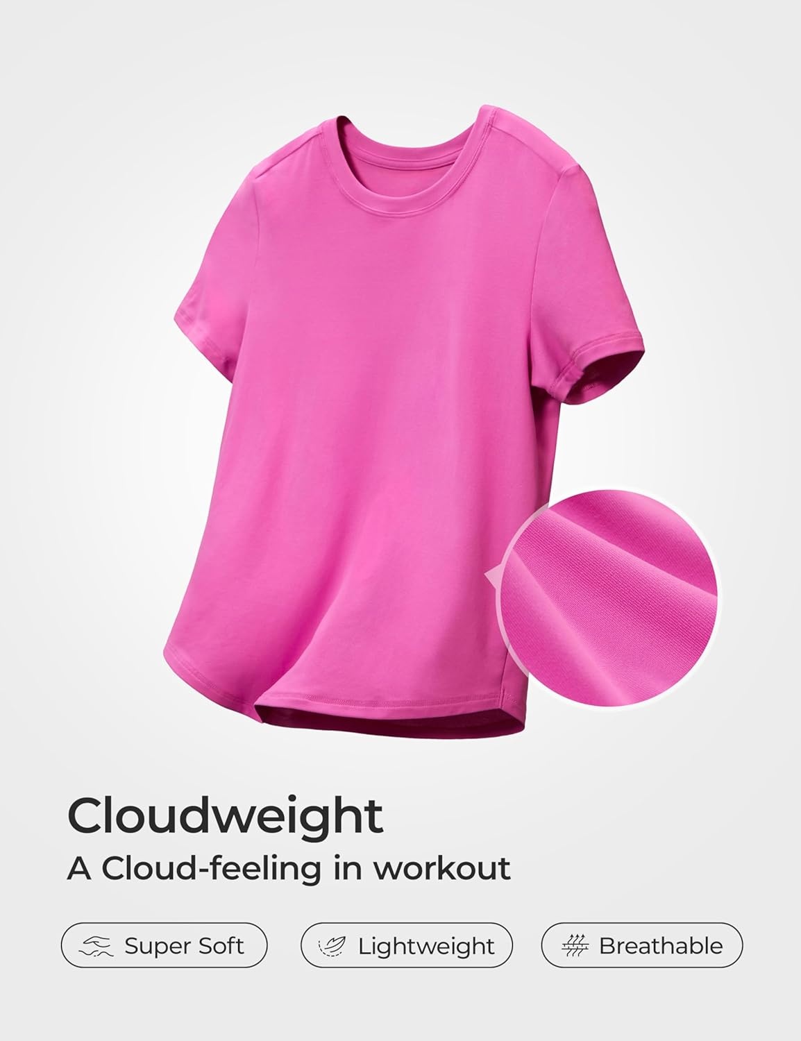 image:imageCRZ YOGA Girls Cloudweight Short Sleeve Athletic T Shirts Active Sports Casual Tees Crew Neck Side Slit Kids TeenLight Purple