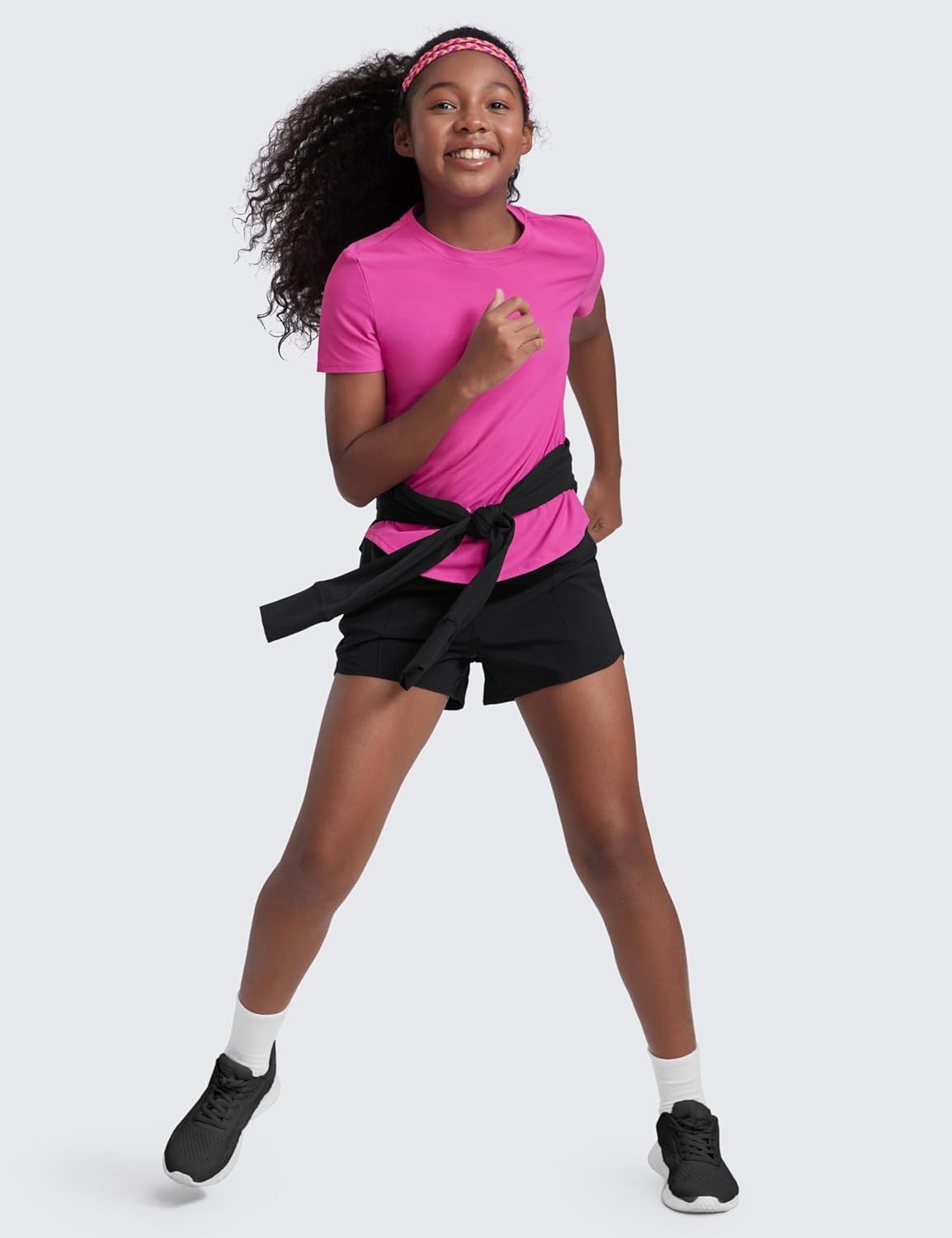 image:imageCRZ YOGA Girls Cloudweight Short Sleeve Athletic T Shirts Active Sports Casual Tees Crew Neck Side Slit Kids TeenLight Purple