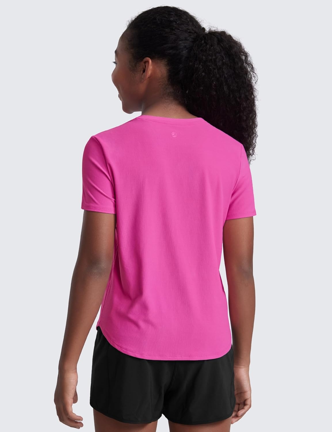 image:imageCRZ YOGA Girls Cloudweight Short Sleeve Athletic T Shirts Active Sports Casual Tees Crew Neck Side Slit Kids TeenLight Purple