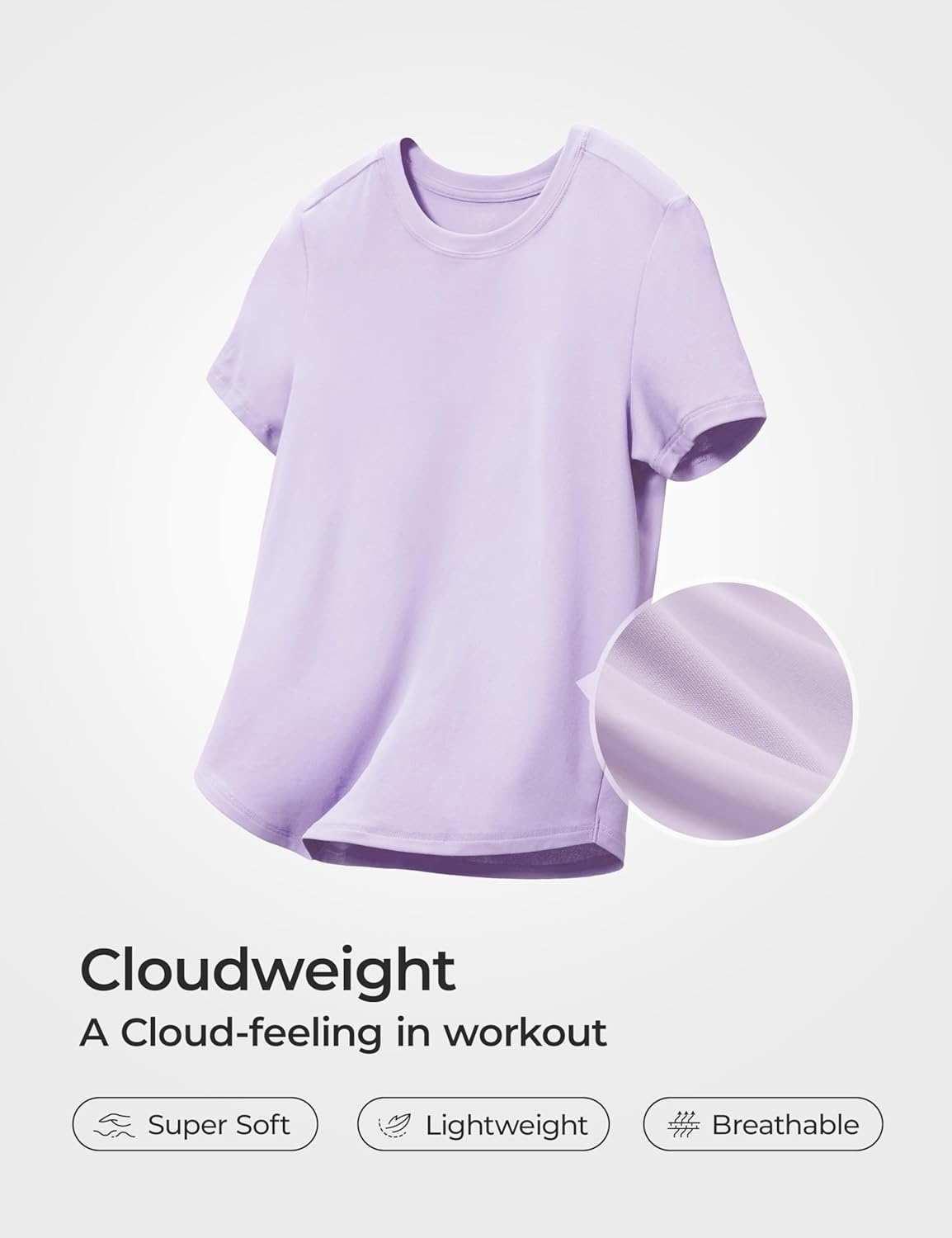 image:imageCRZ YOGA Girls Cloudweight Short Sleeve Athletic T Shirts Active Sports Casual Tees Crew Neck Side Slit Kids TeenLilac Air