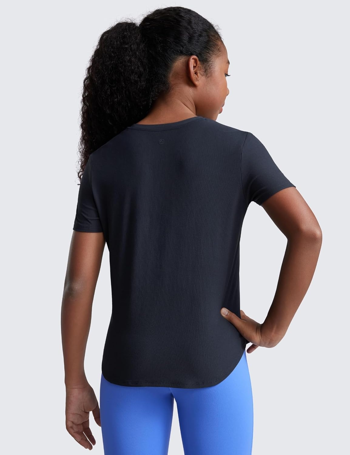 image:imageCRZ YOGA Girls Cloudweight Short Sleeve Athletic T Shirts Active Sports Casual Tees Crew Neck Side Slit Kids TeenTrue Navy