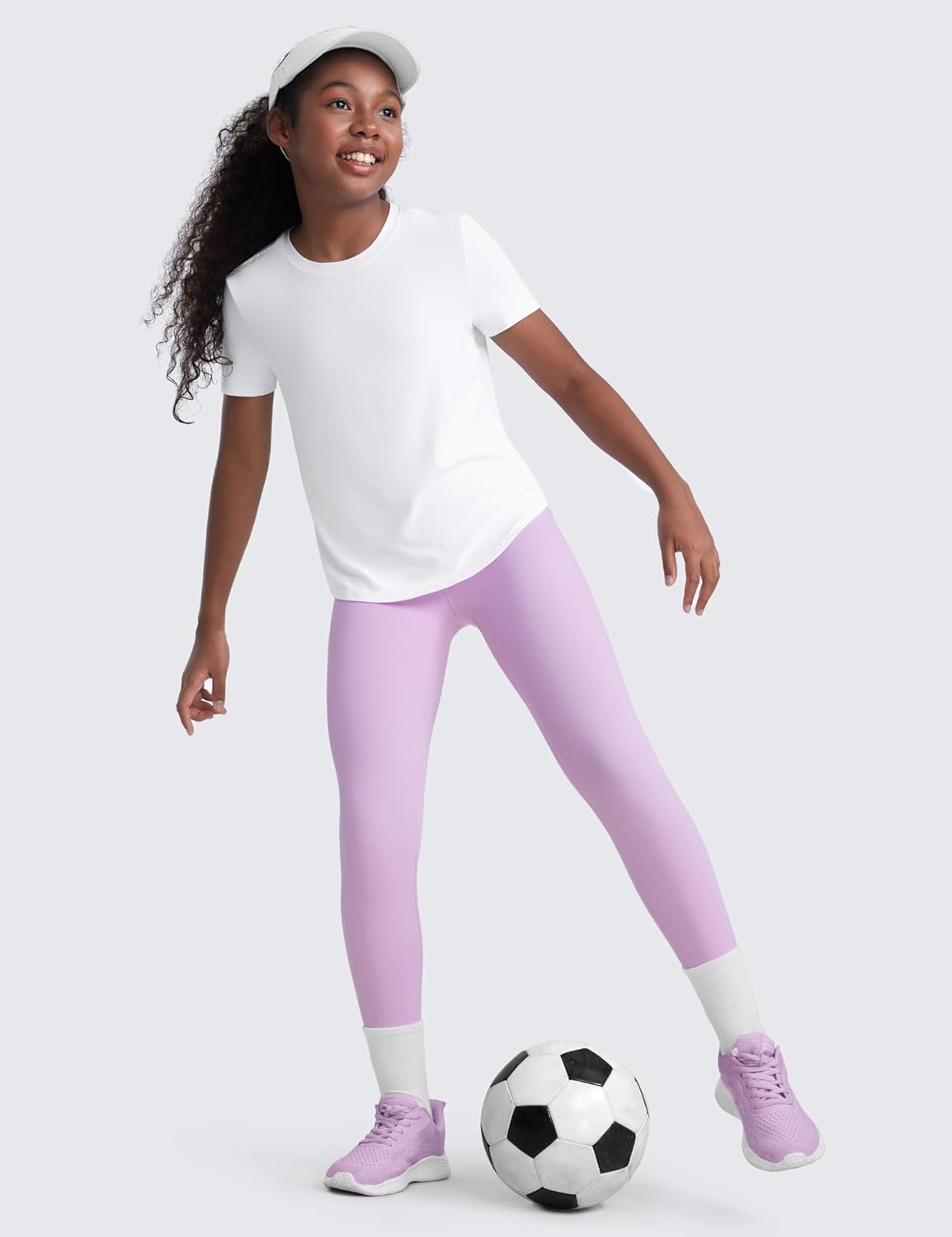 image:imageCRZ YOGA Girls Cloudweight Short Sleeve Athletic T Shirts Active Sports Casual Tees Crew Neck Side Slit Kids TeenWhite