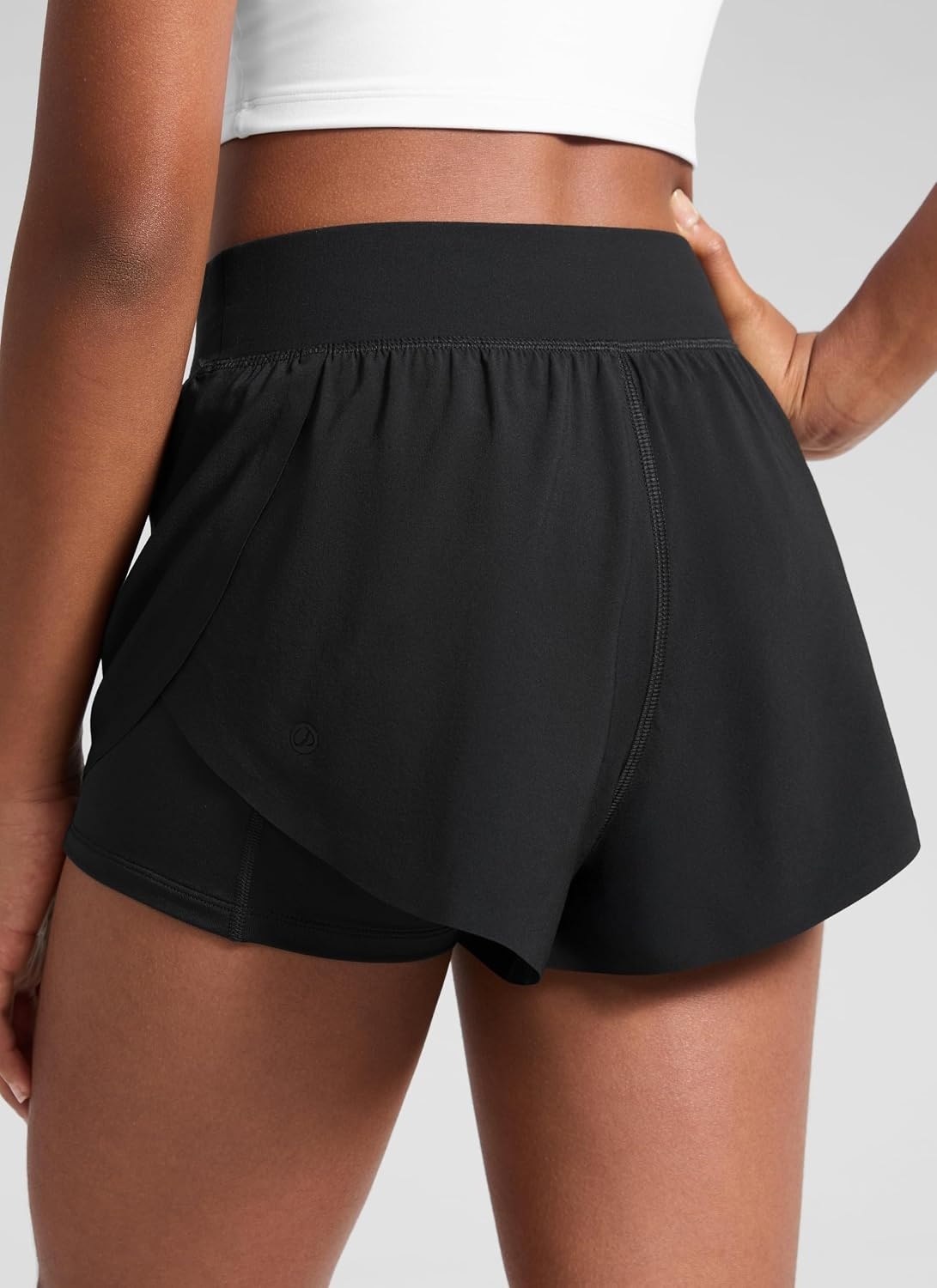 image:imageCRZ YOGA Girls FeatheryFit Soft 2 in 1 Dolphin Athletic Shorts Tennis Soccer Running Casual Liner Pockets Kids TeenBlack