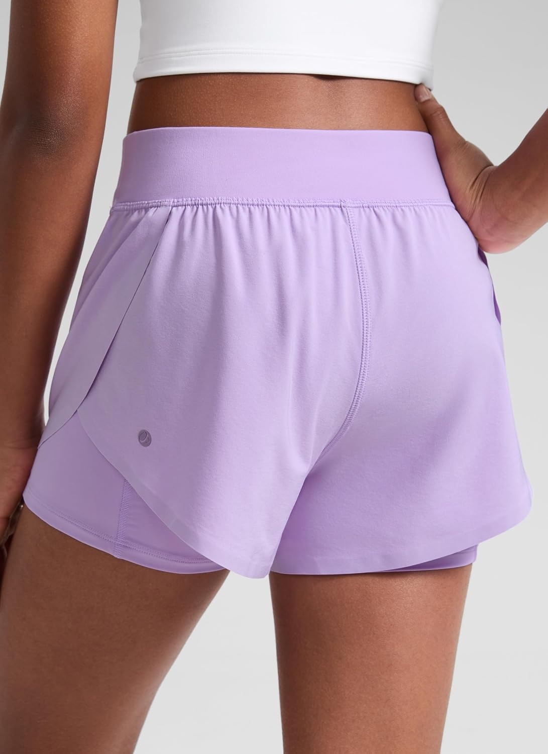 image:imageCRZ YOGA Girls FeatheryFit Soft 2 in 1 Dolphin Athletic Shorts Tennis Soccer Running Casual Liner Pockets Kids TeenLilac