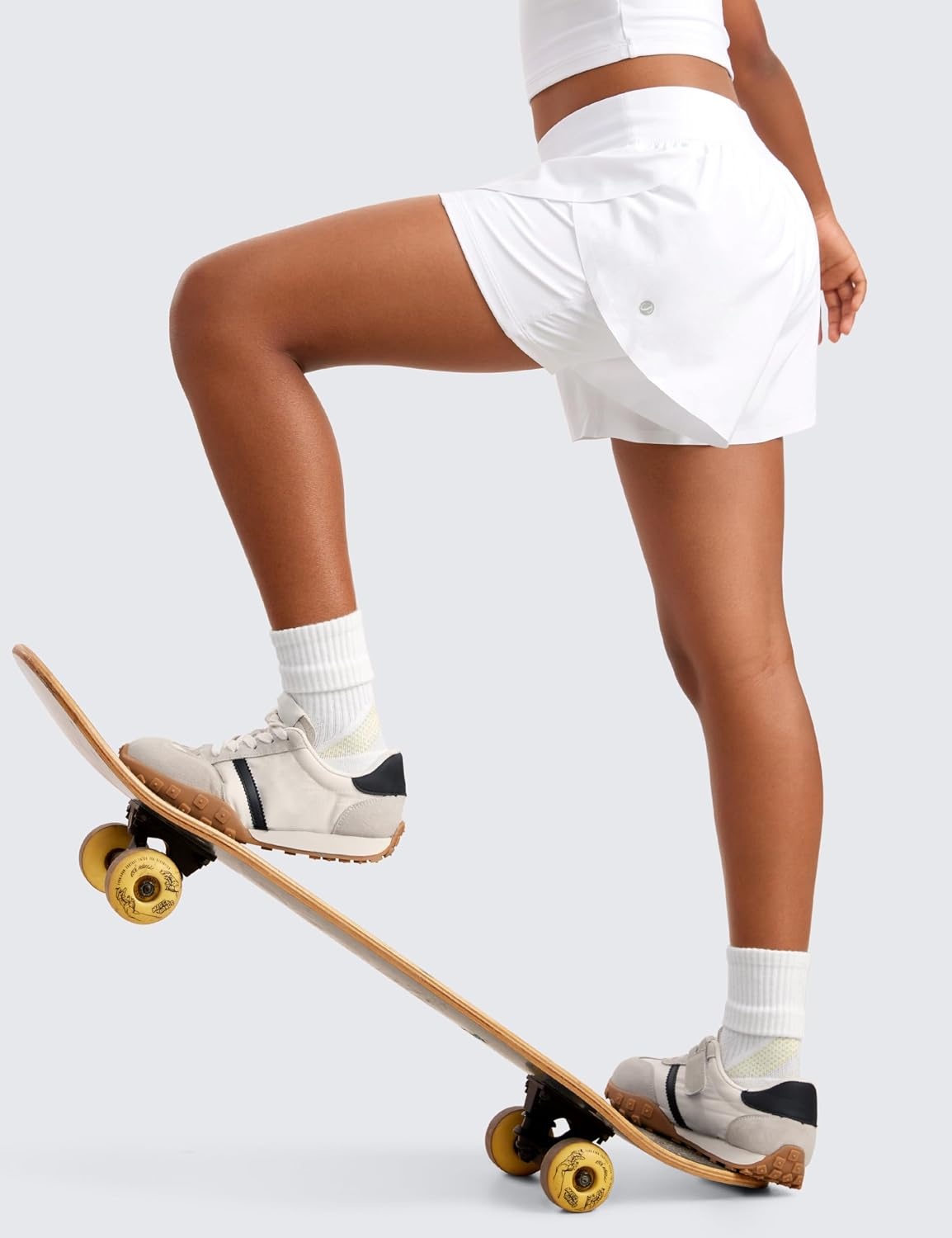 image:imageCRZ YOGA Girls FeatheryFit Soft 2 in 1 Dolphin Athletic Shorts Tennis Soccer Running Casual Liner Pockets Kids TeenWhite